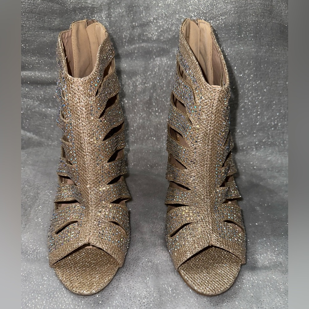 Gold bedazzle high heels